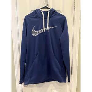 Nike Therma Dri Fit GFX4‎ Hoodie Men's Large Blue Graphic Swoosh 931994-478